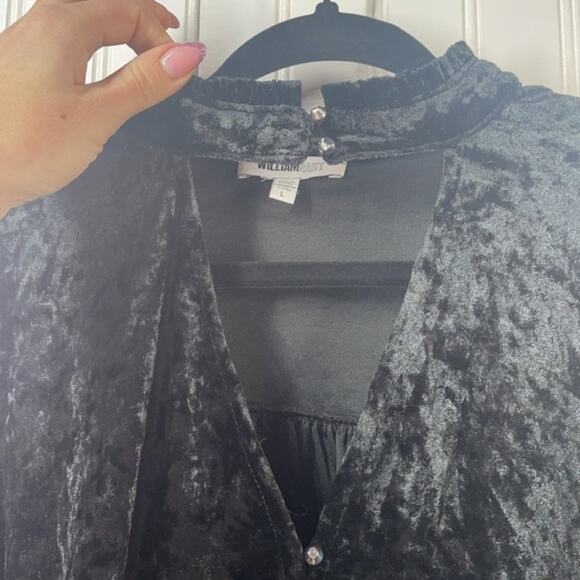 William Rast Womens Velvet Ramsey Choker Ruffled Neckline Peasant Top Size Large - Picture 4 of 10